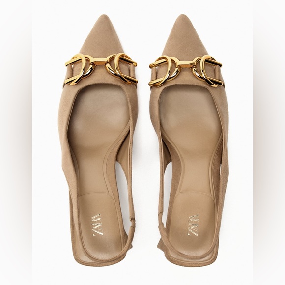 NWT. Zara Light Brown Slingback Block Heel Pumps. Size 6, 9.  8. - Picture 4 of 9